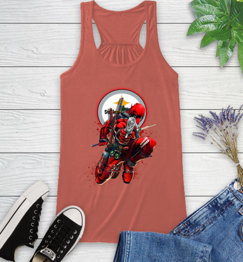 NFL Deadpool Marvel Comics Sports Football Pittsburgh Steelers Racerback Tank 4