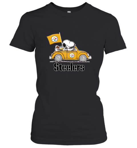Snoopy And Woodstock Ride The Pittsburg Steelers Car NFL Women's T-Shirt