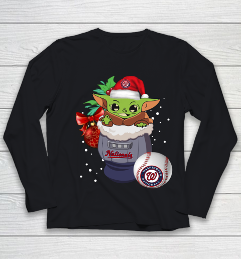 Washington Nationals Christmas Baby Yoda Star Wars Funny Happy MLB Youth Long Sleeve