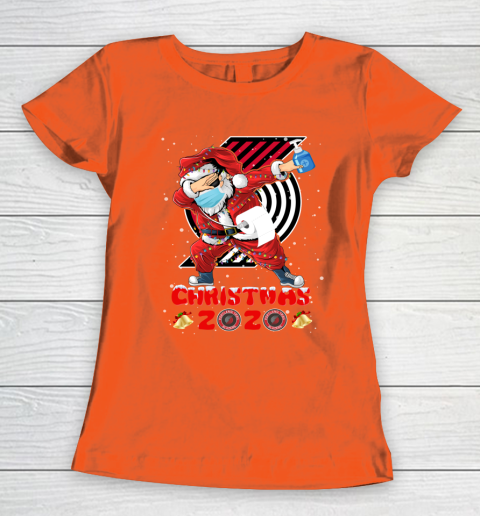 Portland Trail Blazers Funny Santa Claus Dabbing Christmas 2020 NBA Women's T-Shirt 3