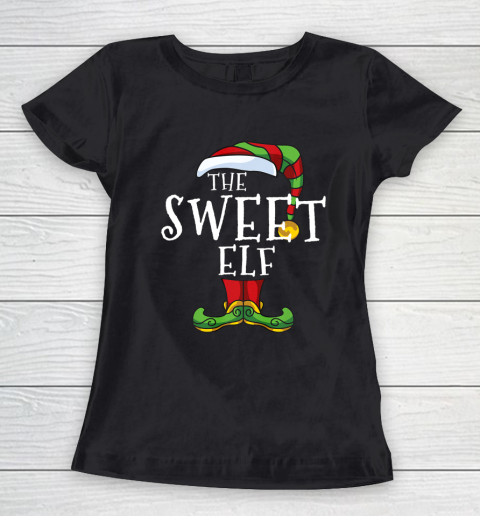 Sweet Elf Family Matching Christmas Group Funny Gift Pajama Women's T-Shirt