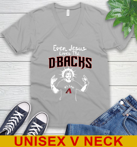 Arizona Diamondbacks MLB Baseball Even Jesus Loves The Dbacks Shirt V-Neck T-Shirt 3