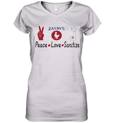 Zaxby'S Peace Love Sanitize Women's V-Neck T-Shirt