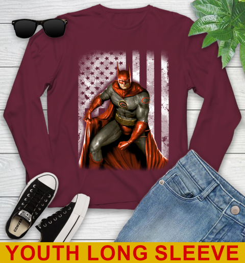 Chicago Bears NFL Football Batman DC American Flag Shirt Youth Long Sleeve 7 Chicago Bears NFL Football Batman DC American Flag Shirt Youth Long Sleeve - Image 7