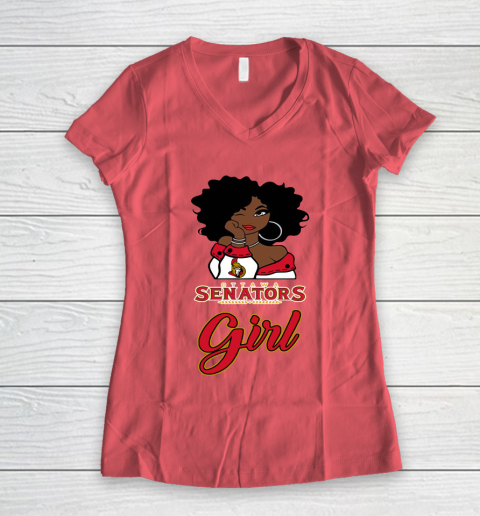 Ottawa Senators Girl NHL Women's V-Neck T-Shirt 6