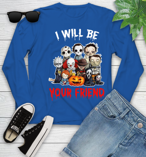 Halloween Horror Movie Characters Chibi I Will Be Your Friend Youth Long Sleeve 7