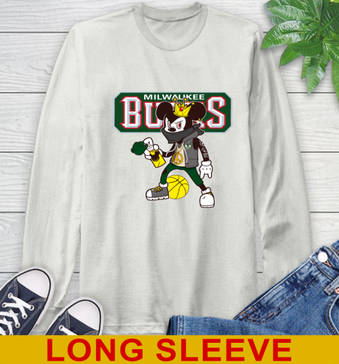 Milwaukee Bucks NBA Basketball Mickey Peace Sign Sports Long Sleeve T-Shirt 12