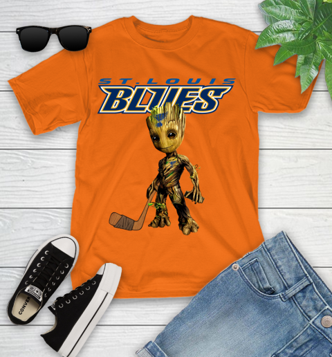 St.Louis Blues NHL Hockey Groot Marvel Guardians Of The Galaxy Youth T-Shirt 19