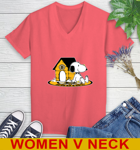 NHL Hockey Boston Bruins Snoopy The Peanuts Movie Shirt Women's V-Neck T-Shirt 7
