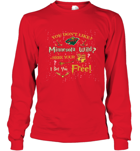 NHL You Don't Like Minnesota Wild Here Your Socks I Set You Free Harry Potter Hockey J5Z9HtzABNY long sleeve tee 14 95 151514 front red