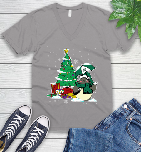 Dallas Stars NHL Hockey Cute Tonari No Totoro Christmas Sports V-Neck T-Shirt 3