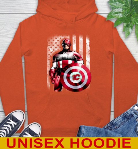 Calgary Flames NHL Hockey Captain America Marvel Avengers American Flag Shirt Hoodie 5 Calgary Flames NHL Hockey Captain America Marvel Avengers American Flag Shirt Hoodie - Image 5