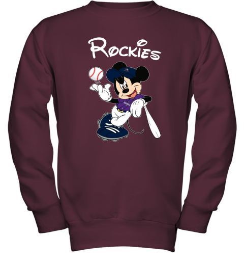 Baseball Mickey Team Colorado Rockies Youth Sweatshirt