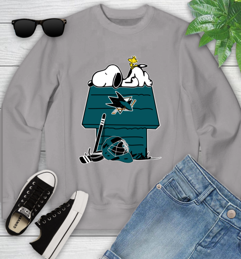 San Jose Sharks NHL Hockey Snoopy Woodstock The Peanuts Movie Youth Sweatshirt 4