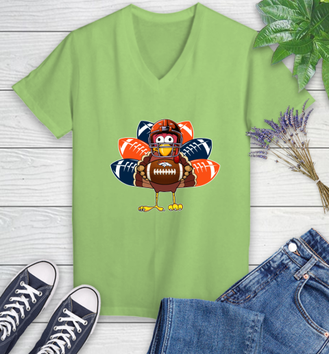 Denver Broncos Turkey Thanksgiving Day Women's V-Neck T-Shirt 11