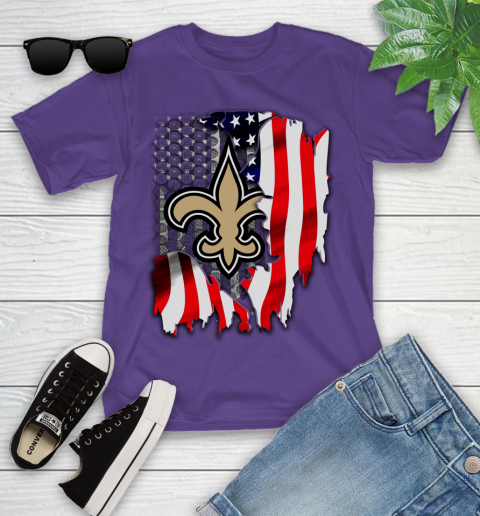 New Orleans Saints NFL Football American Flag Youth T-Shirt 3