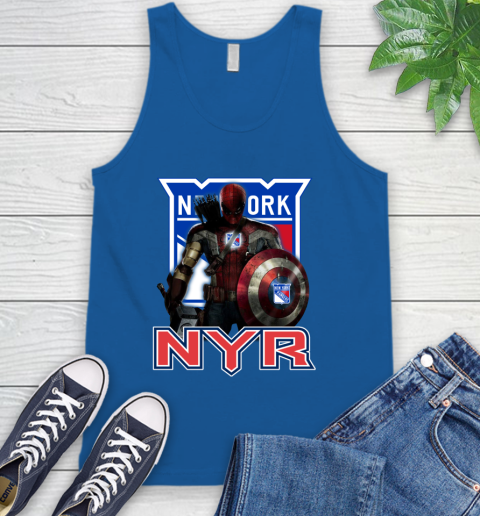 NHL Captain America Thor Spider Man Hawkeye Avengers Endgame Hockey New York Rangers Tank Top 5