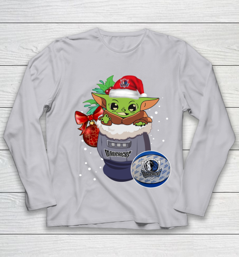 Dallas Mavericks Christmas Baby Yoda Star Wars Funny Happy NBA Youth Long Sleeve 5