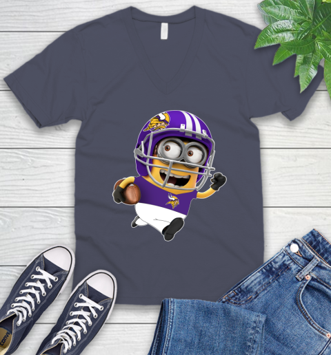 NFL Minnesota Vikings Minions Disney Football Sports V-Neck T-Shirt 9