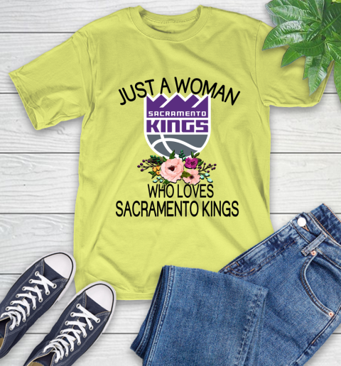 NBA Just A Woman Who Loves Sacramento Kings Basketball Sports T-Shirt 8