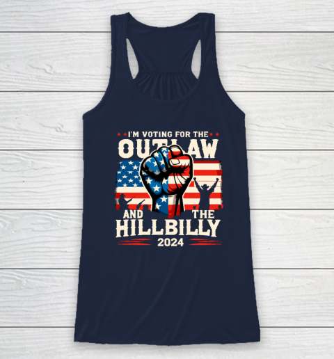 I'm Voting For the Outlaw And The Hillbilly 2024 US Flag Racerback Tank 5