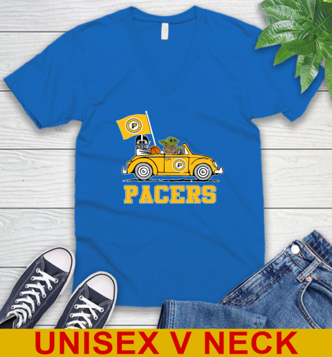 NBA Basketball Indiana Pacers Darth Vader Baby Yoda Driving Star Wars Shirt V-Neck T-Shirt 6