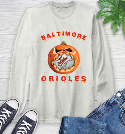 MLB Baltimore Orioles Halloween Pumpkin Baseball Sports Long Sleeve T-Shirt 12