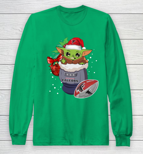 Atlanta Falcons Christmas Baby Yoda Star Wars Funny Happy NFL Long Sleeve T-Shirt 7