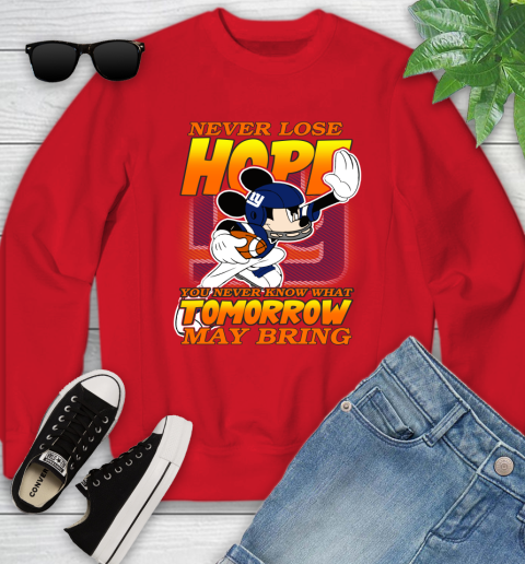 New York Giants NFL Football Mickey Disney Never Lose Hope Youth Sweatshirt 8
