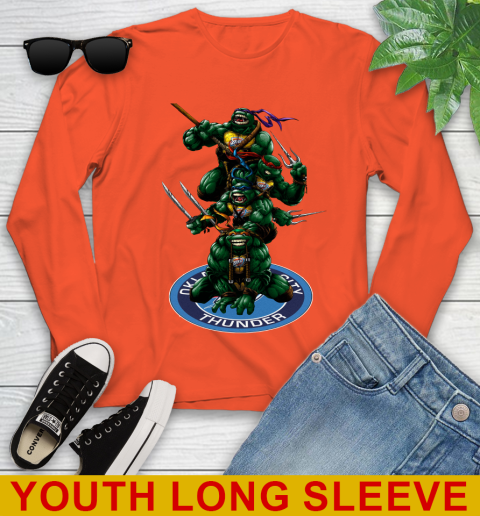 NBA Basketball Oklahoma City Thunder Teenage Mutant Ninja Turtles Shirt Youth Long Sleeve 4