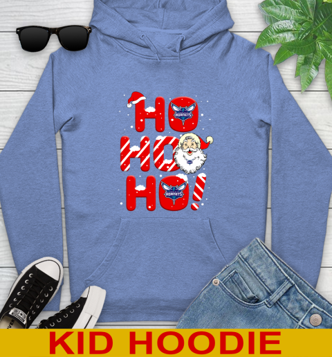 Charlotte Hornets NBA Basketball Ho Ho Ho Santa Claus Merry Christmas Shirt Youth Hoodie - Image 13