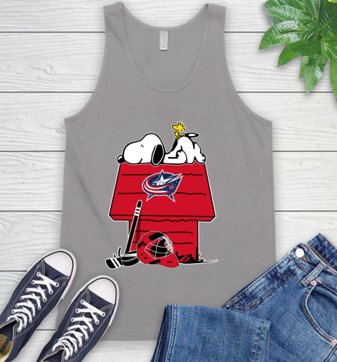 Columbus Blue Jackets NHL Hockey Snoopy Woodstock The Peanuts Movie Tank Top 4