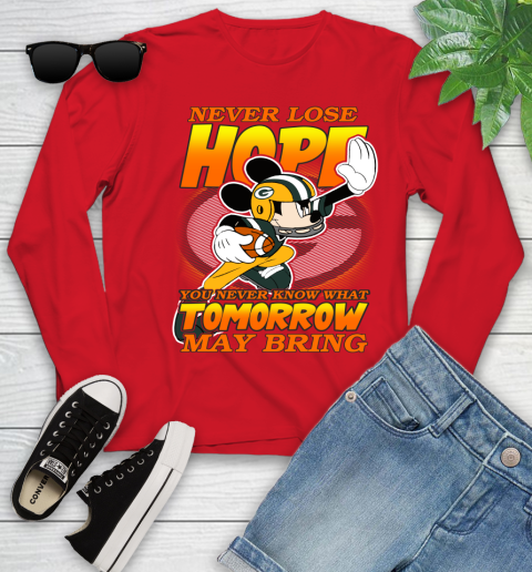 Green Bay Packers NFL Football Mickey Disney Never Lose Hope Youth Long Sleeve 11