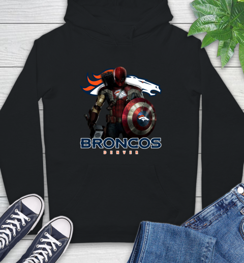 NFL Captain America Thor Spider Man Hawkeye Avengers Endgame Football Denver Broncos Hoodie 2