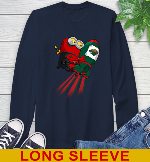 NHL Hockey Minnesota Wild Deadpool Minion Marvel Shirt Long Sleeve T-Shirt 3