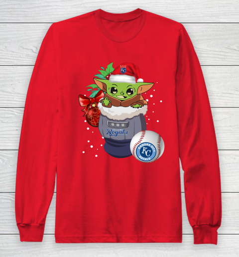 Kansas City Royals Christmas Baby Yoda Star Wars Funny Happy MLB Long Sleeve T-Shirt 10