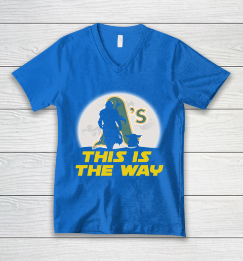 Oakland Athletics MLB Baseball Star Wars Yoda And Mandalorian This Is The Way V-Neck T-Shirt 5