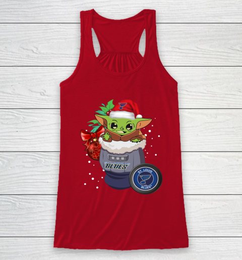 St.Louis Blues Christmas Baby Yoda Star Wars Funny Happy NHL Racerback Tank 5