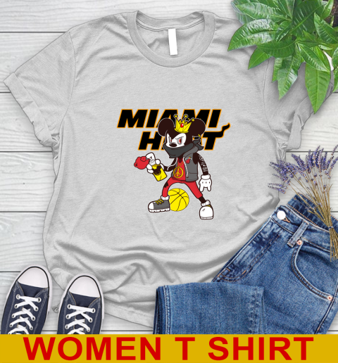 Miami Heat NBA Basketball Mickey Peace Sign Sports Women's T-Shirt