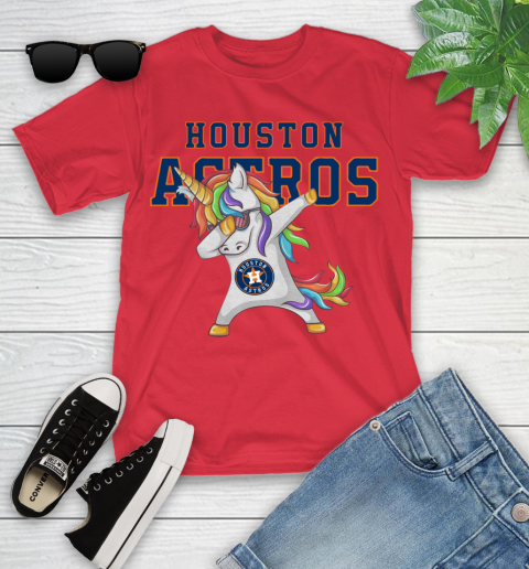 Houston Astros MLB Baseball Funny Unicorn Dabbing Sports Youth T-Shirt 10