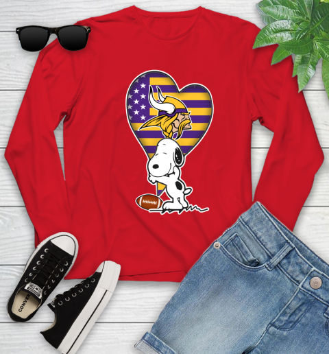 Minnesota Vikings NFL Football The Peanuts Movie Adorable Snoopy Youth Long Sleeve 11
