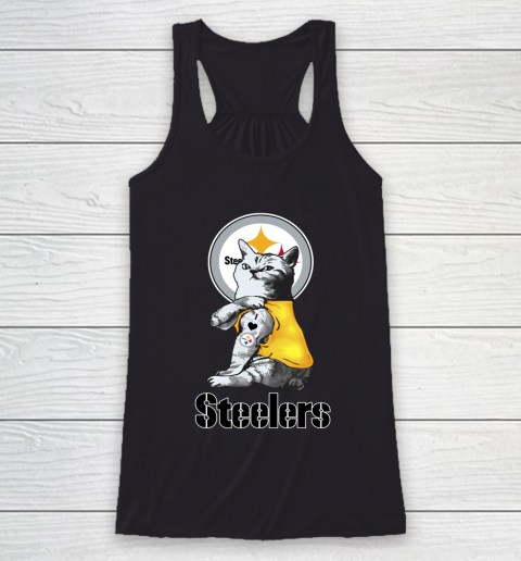 NFL Football My Cat Loves Pittsburgh Steelers Racerback Tank