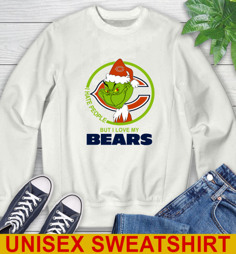 Chicago Bears NFL Christmas Grinch I Hate People But I Love My Favorite Football Team Sweatshirt