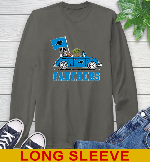 NFL Football Carolina Panthers Darth Vader Baby Yoda Driving Star Wars Shirt Long Sleeve T-Shirt 8
