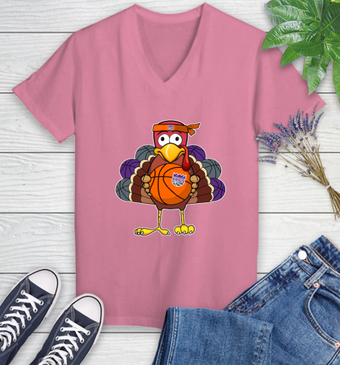 Sacramento Kings Turkey thanksgiving day Women's V-Neck T-Shirt 13