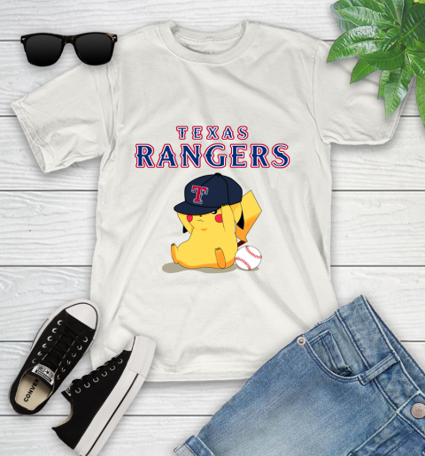 MLB Pikachu Baseball Sports Texas Rangers Youth T-Shirt