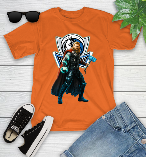 NBA Thor Avengers Endgame Basketball Dallas Mavericks Youth T-Shirt 7