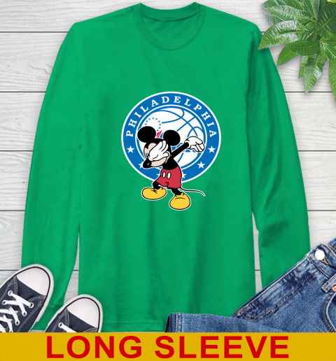 Philadelphia 76ers NBA Basketball Dabbing Mickey Disney Sports Long Sleeve T-Shirt 7