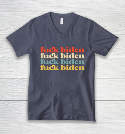 Vintage Fuck Biden Anti Biden Tee Top Womens Mens Premium V-Neck T-Shirt 7