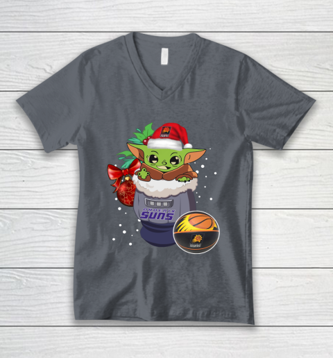 Phoenix Suns Christmas Baby Yoda Star Wars Funny Happy NBA V-Neck T-Shirt 5